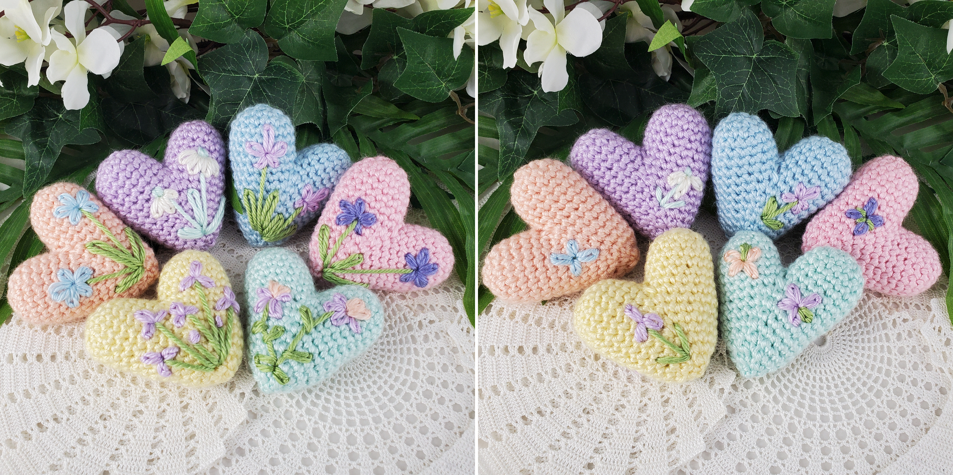 Embroidered Hearts - Front and Back