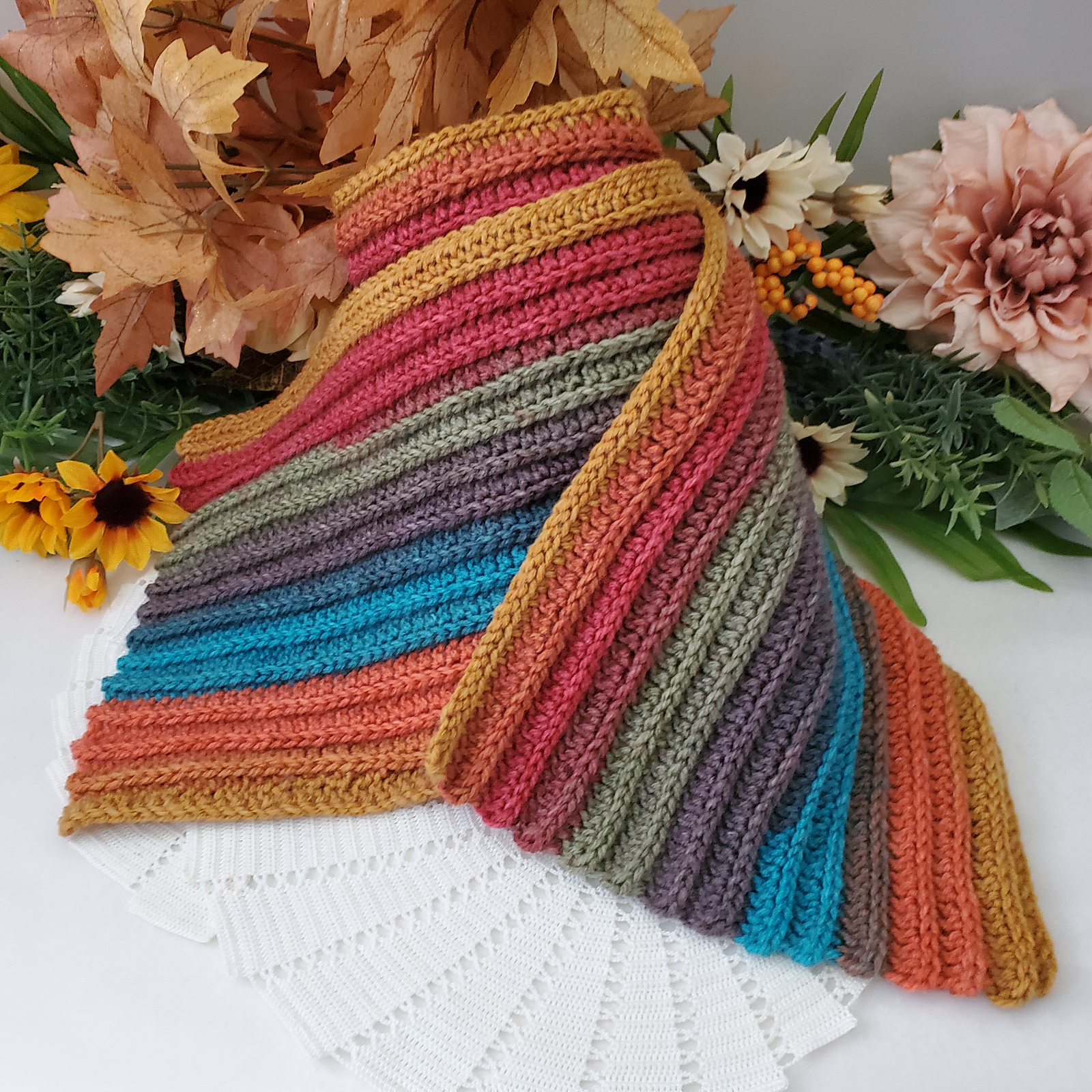 Autumn Colors Ribbed Scarf