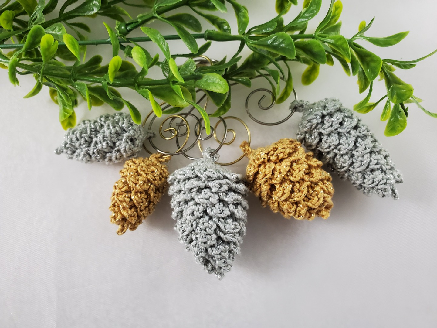 Pinecone Ornaments - Sparkly Silver & Gold